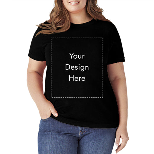 Custom Plus Size Black T Shirt for Women Front Print 3XL-5XL